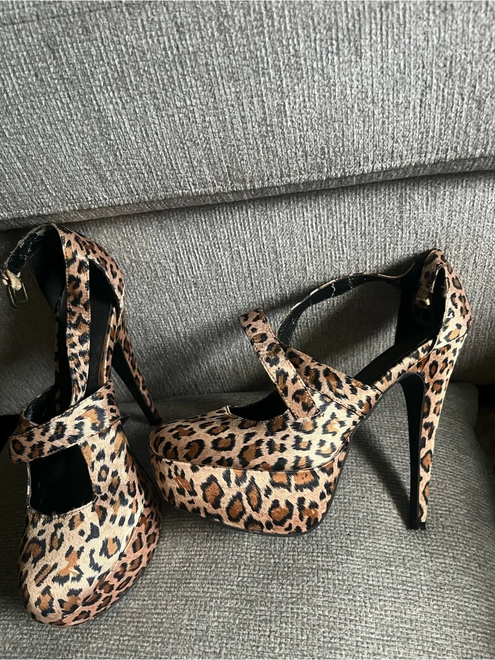 Forever 21 Leopard-Print Cross Strap Heels - Brown & Black